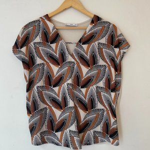 Mango Short Sleeve Shirt - Pattern Front Size Small
